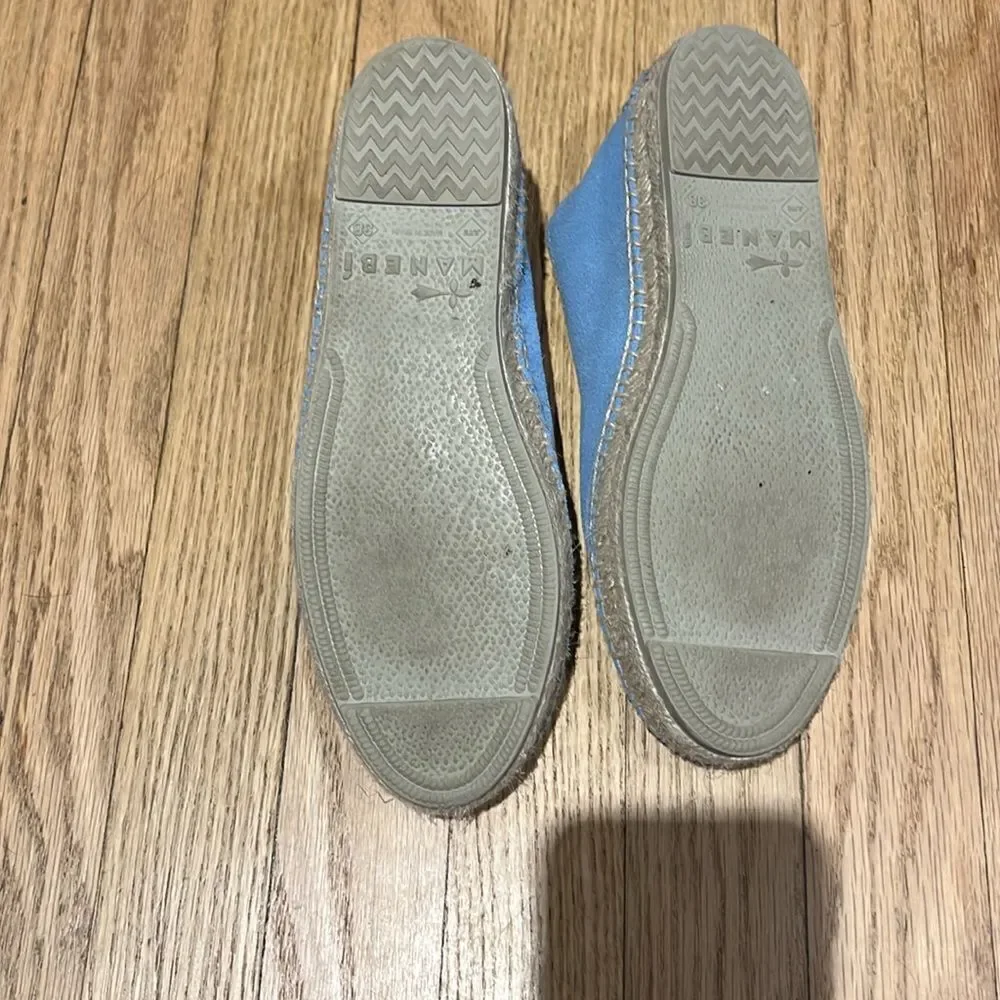 Manabi Suede Sky Blue Platform Espadrilles Flat Shoes Women’s Size 38 Shoes